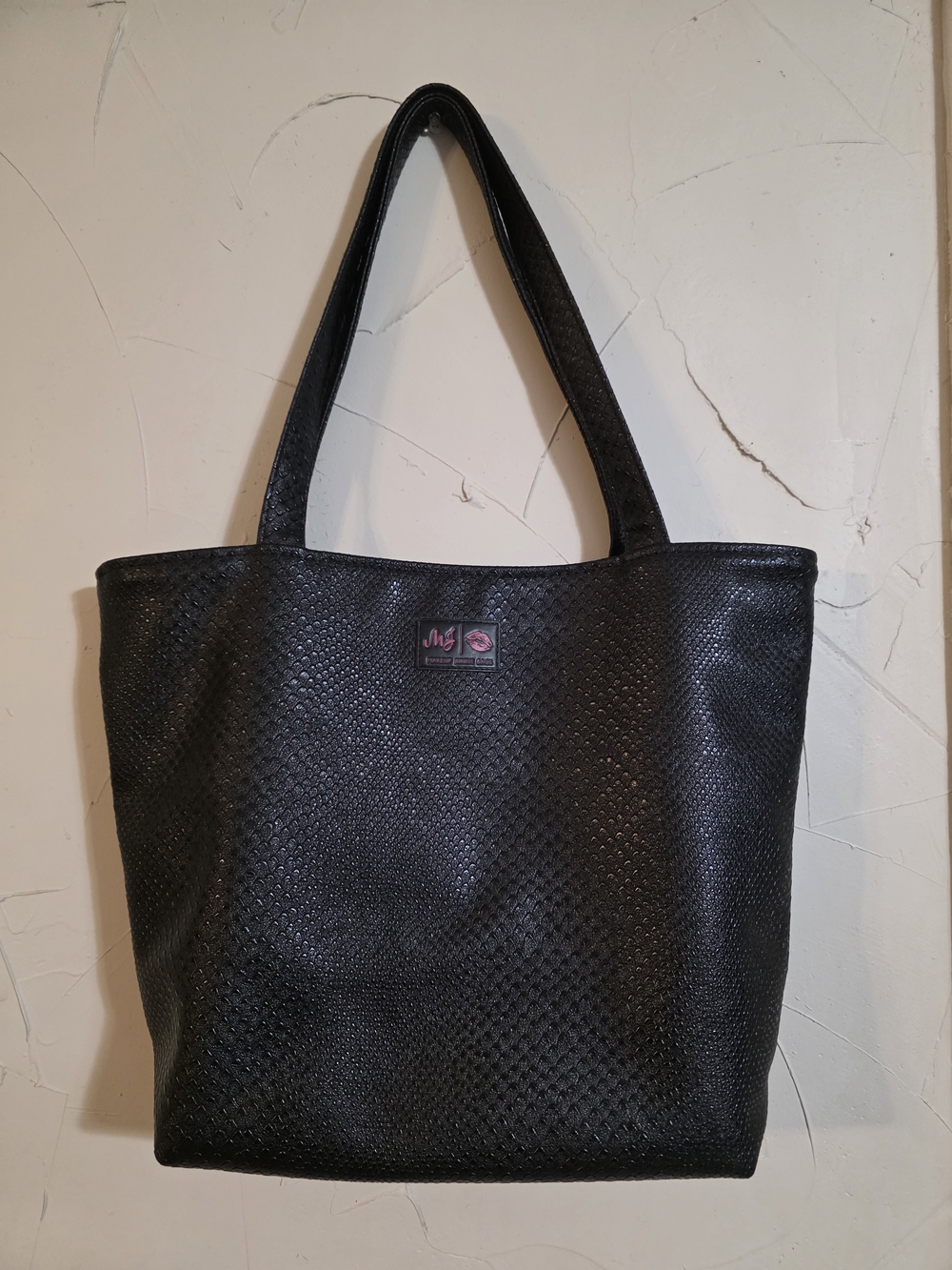 Makeup Junkie Black Textured Tote Bag by